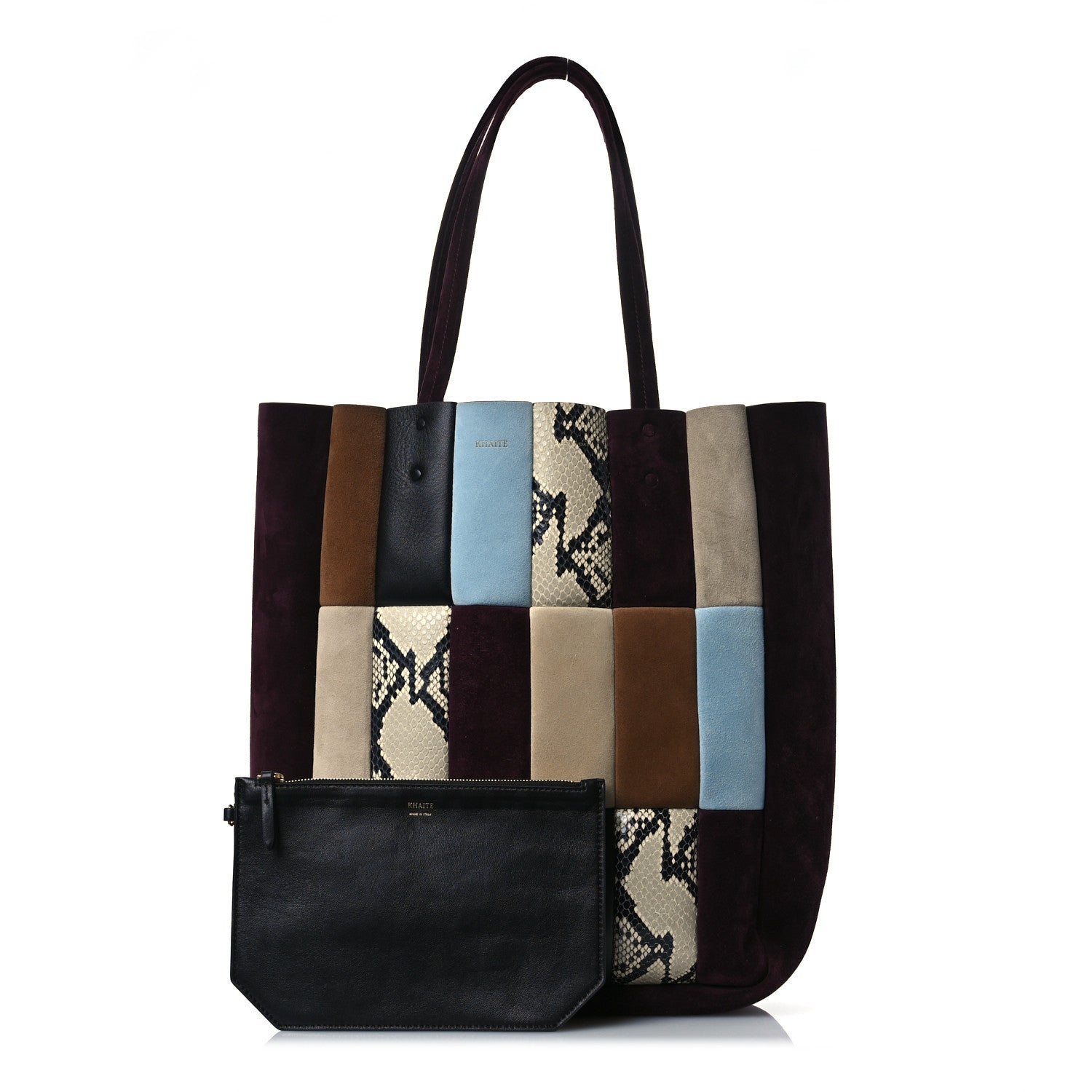 Khaite Suede Calfskin Kidskin Zoe Tote Rouge Black 2 of 13