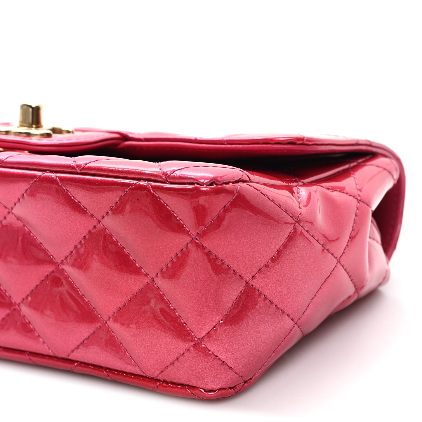 Shaded Patent Calfskin Quilted Mini Rectangular Flap Pink Dark Pink