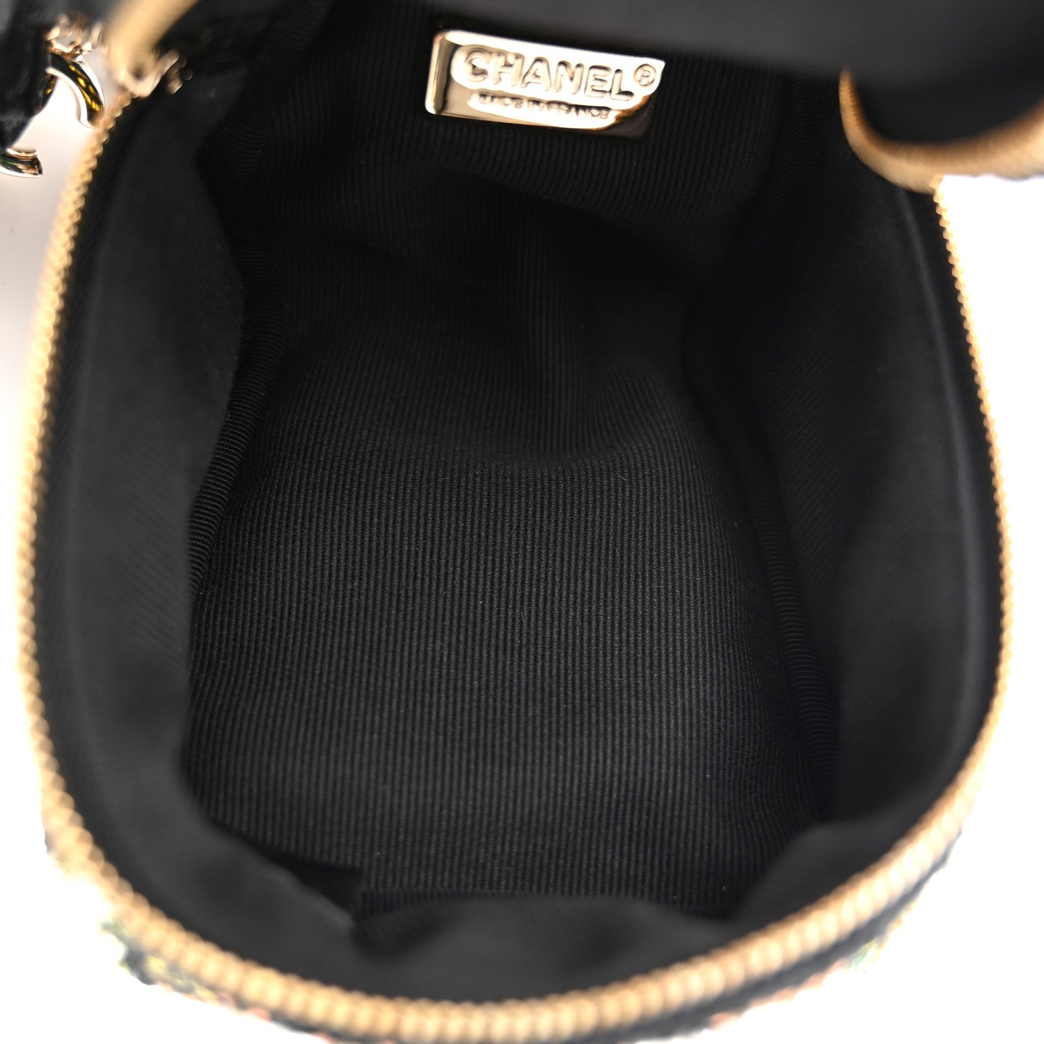 Chanel Tweed Pearl Studded Vanity Wrist Case With Chain Black Multicolor 5 of 11
