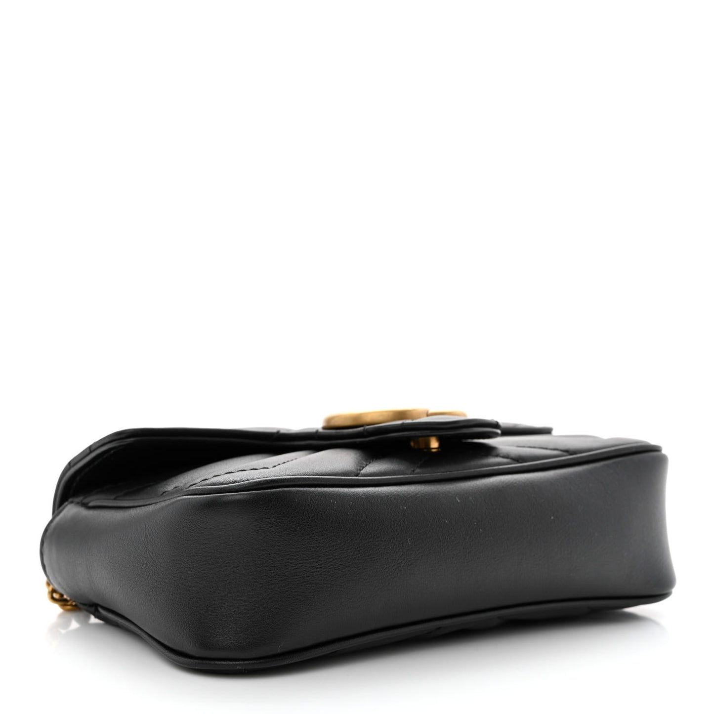 Calfskin Matelasse Super Mini GG Marmont Shoulder Bag Black