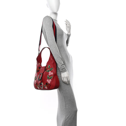 Gucci Calfskin Web Embroidered Medium Dionysus Hobo Hibiscus Red 2 of 17