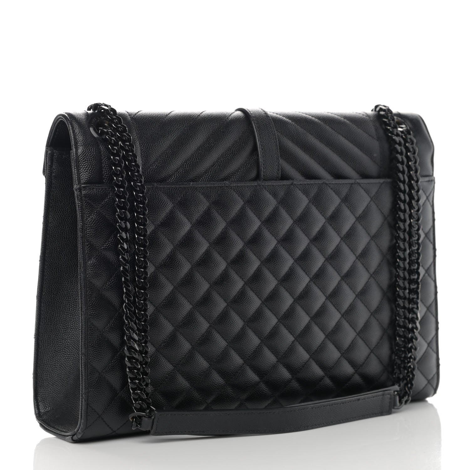 Saint Laurent Grain De Poudre Textured Mixed Matelasse Large Triquilt Monogram Monochrome Satchel Black 3 of 12