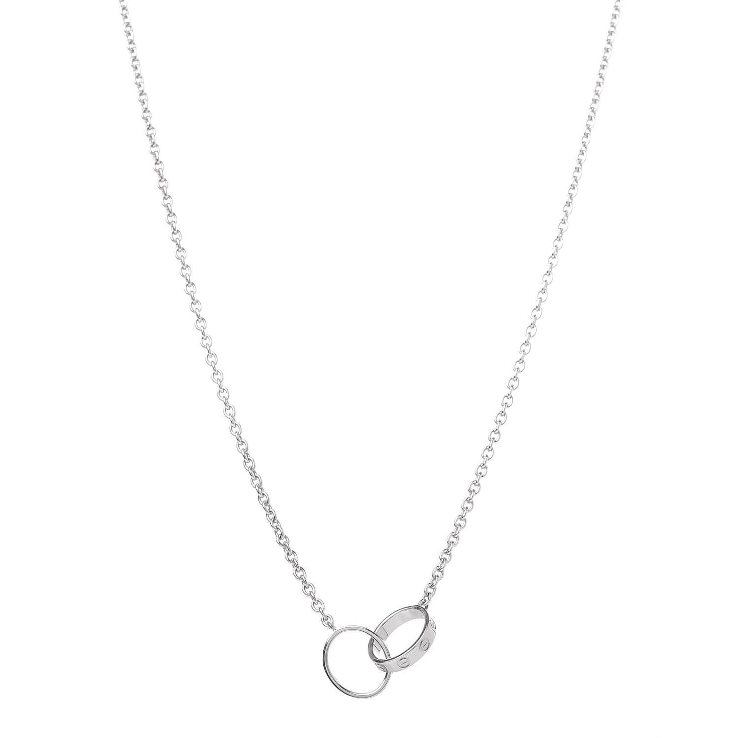 18K White Gold Interlocking LOVE Necklace