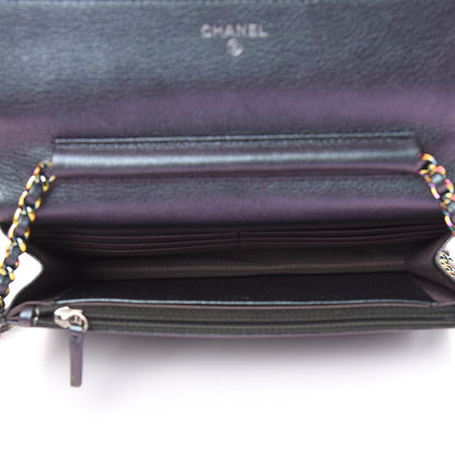 Chanel Iridescent Goatskin Quilted Wallet On Chain WOC Purple 5 of 13
