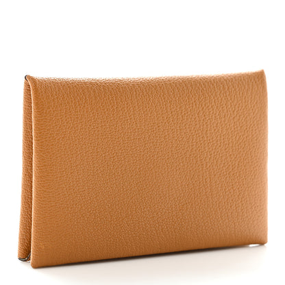 Hermes Chevre Mysore Verso Calvi Card Case Caramel Vert Fizz 3 of 9