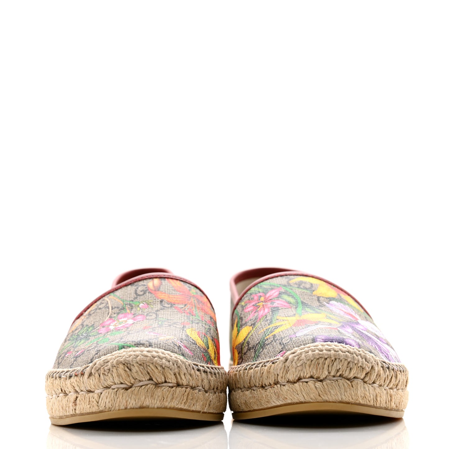GG Supreme Monogram Tian Womens Espadrilles 41 Beige Multicolor Red