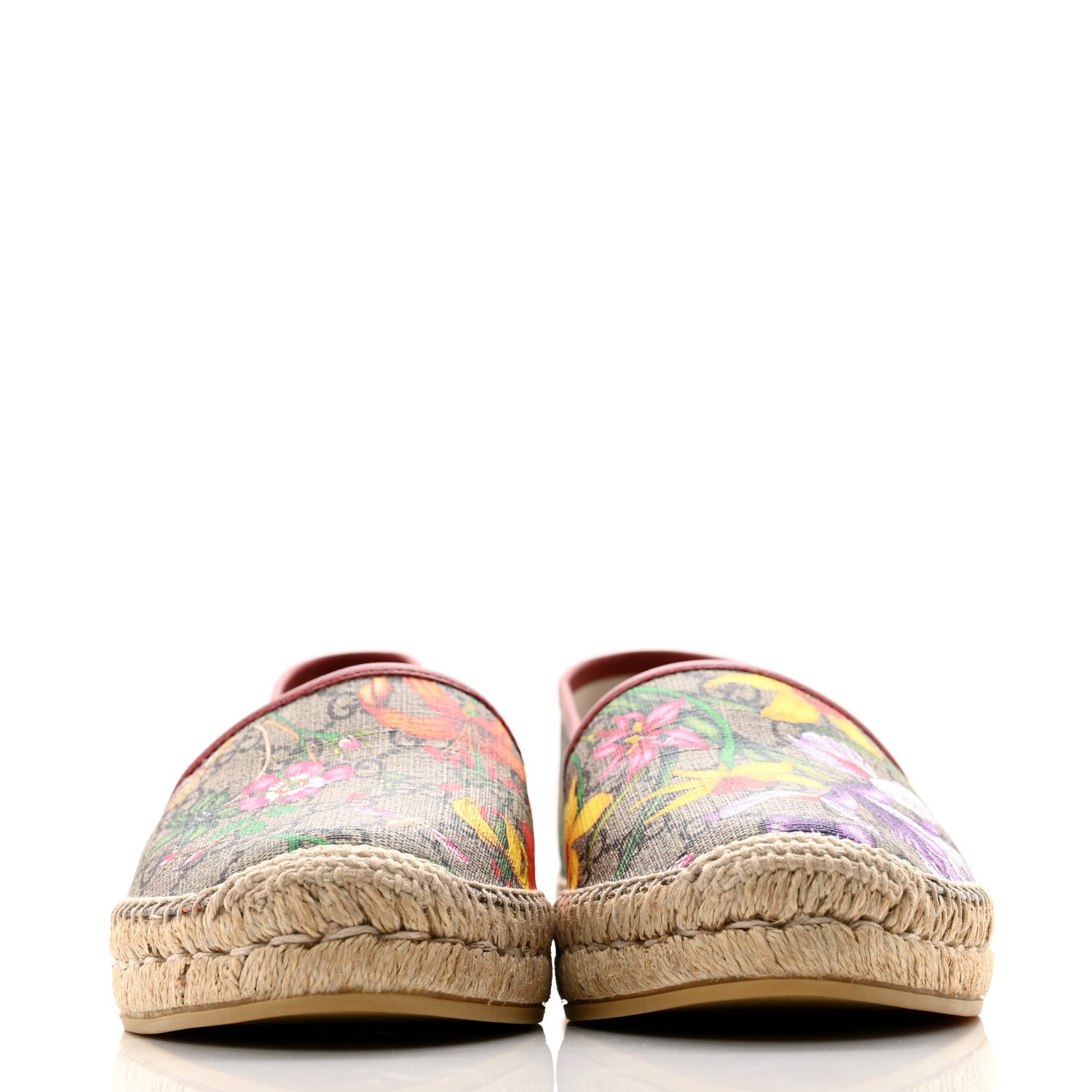 Gucci GG Supreme Monogram Tian Womens Espadrilles 41 Beige Multicolor Red 2 of 8