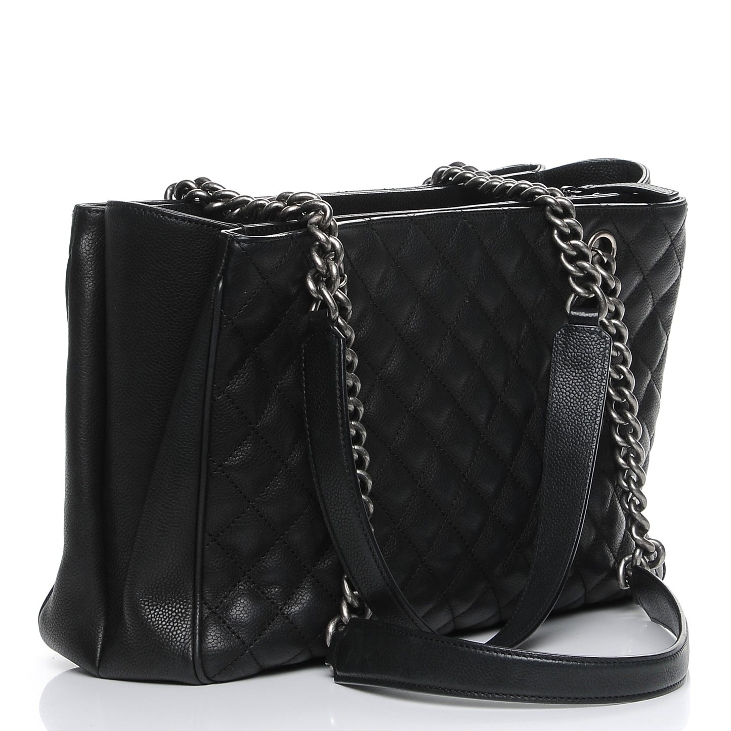 Caviar Quilted Medium Rock In Rome Tote Black