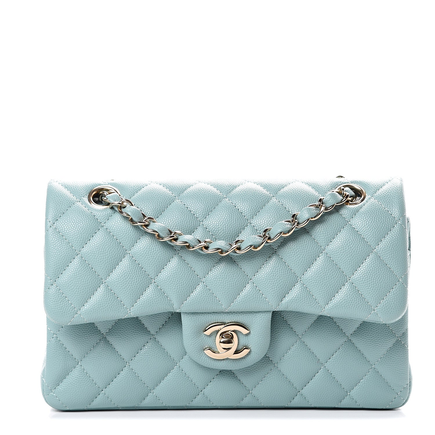 Chanel Caviar Quilted Small Double Flap Light Blue 1 of 10