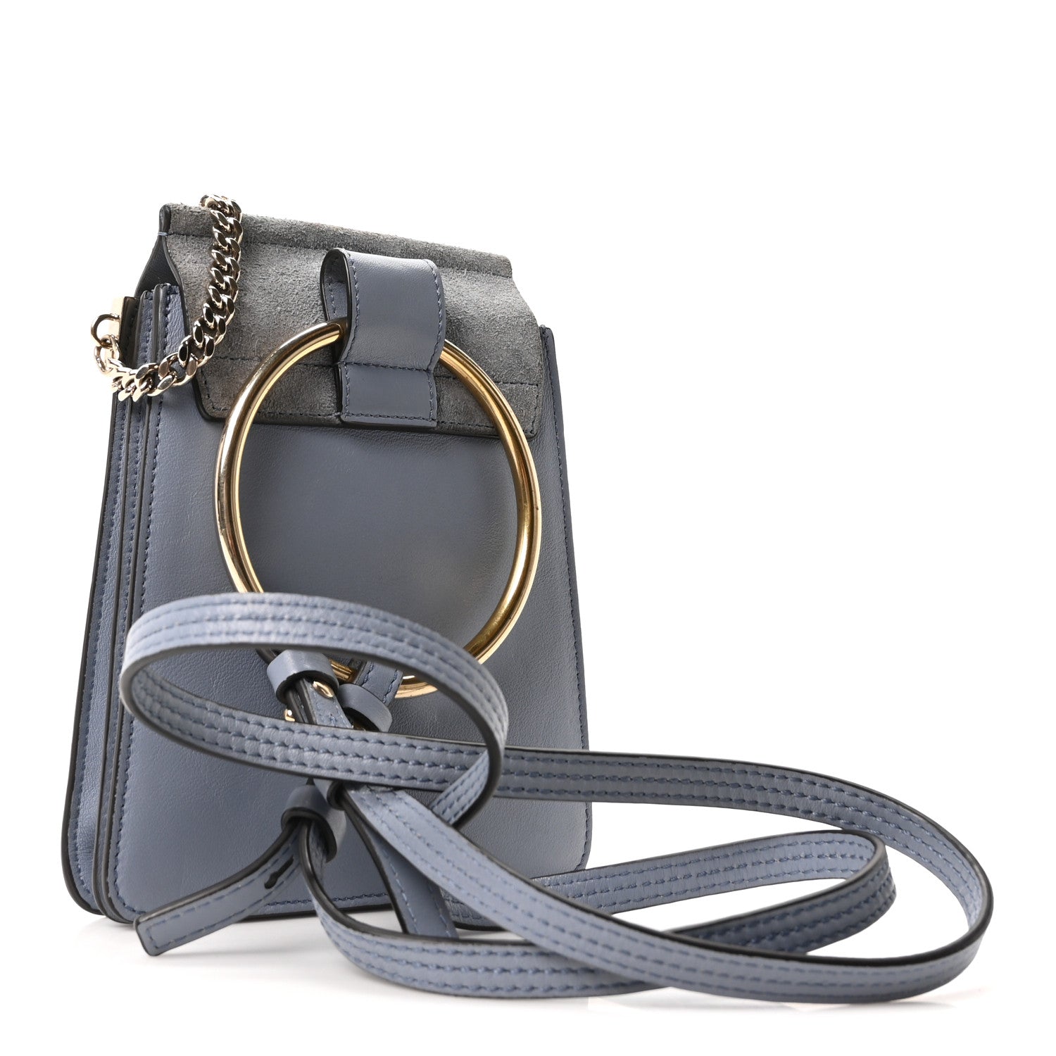 Chloe Suede Calfskin Mini Faye Bracelet Bag Washed Blue 3 of 10