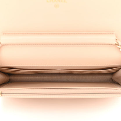 Chanel Caviar Quilted Coco Candy Wallet On Chain WOC Beige 5 of 13