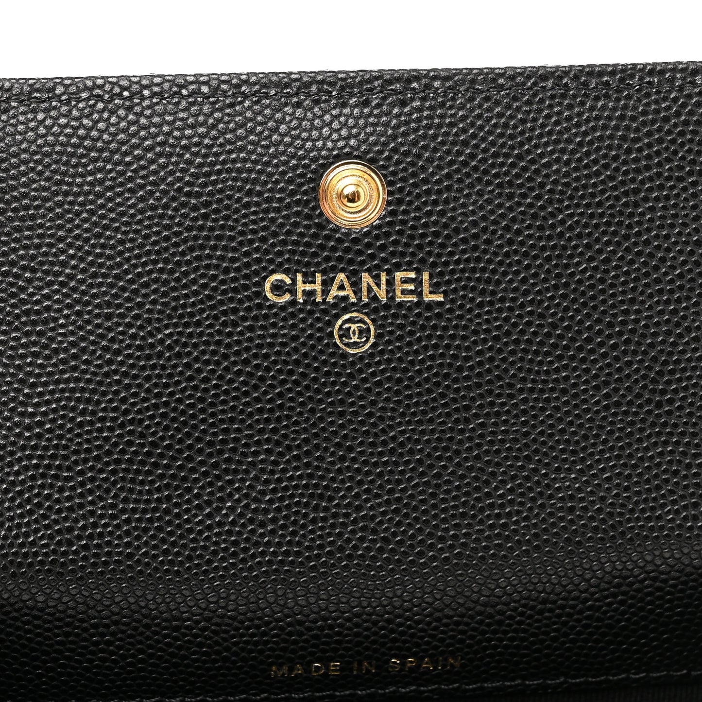 Caviar Quilted Enamel Coco Casino Flap Card Holder Wallet Black