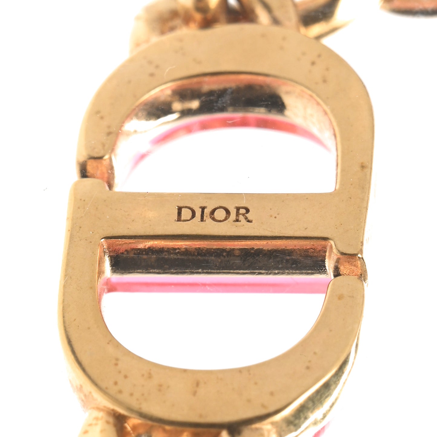 Metal CD Choker Necklace Gold Pink