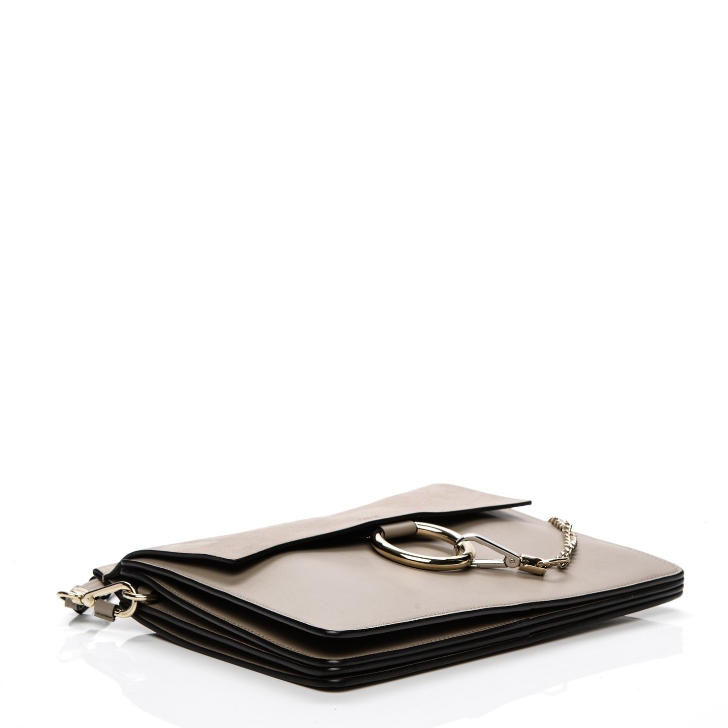 Calfskin Suede Medium Faye Shoulder Bag Motty Grey