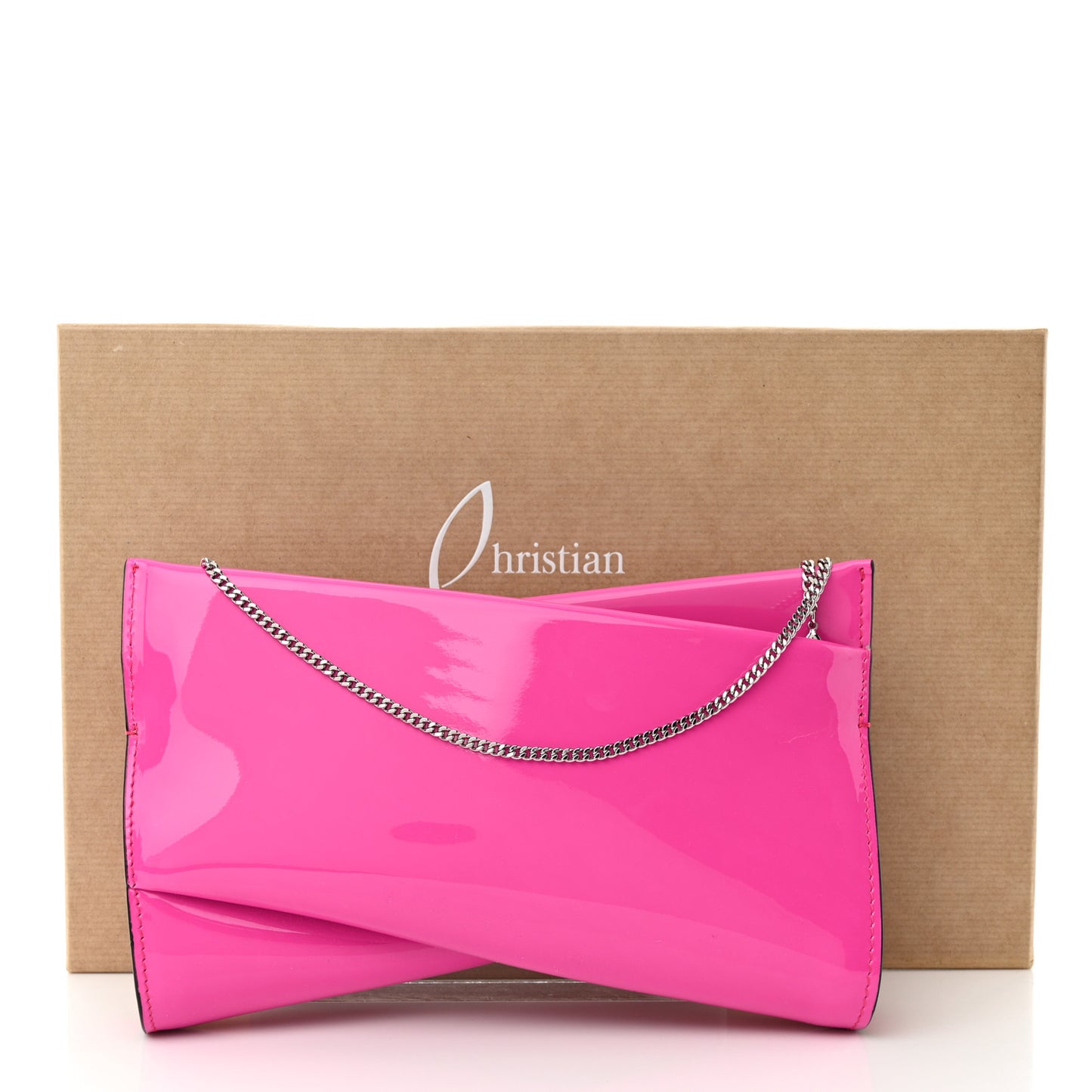 Patent Small Loubi Twist Zip Chain Clutch Bag Bolerose