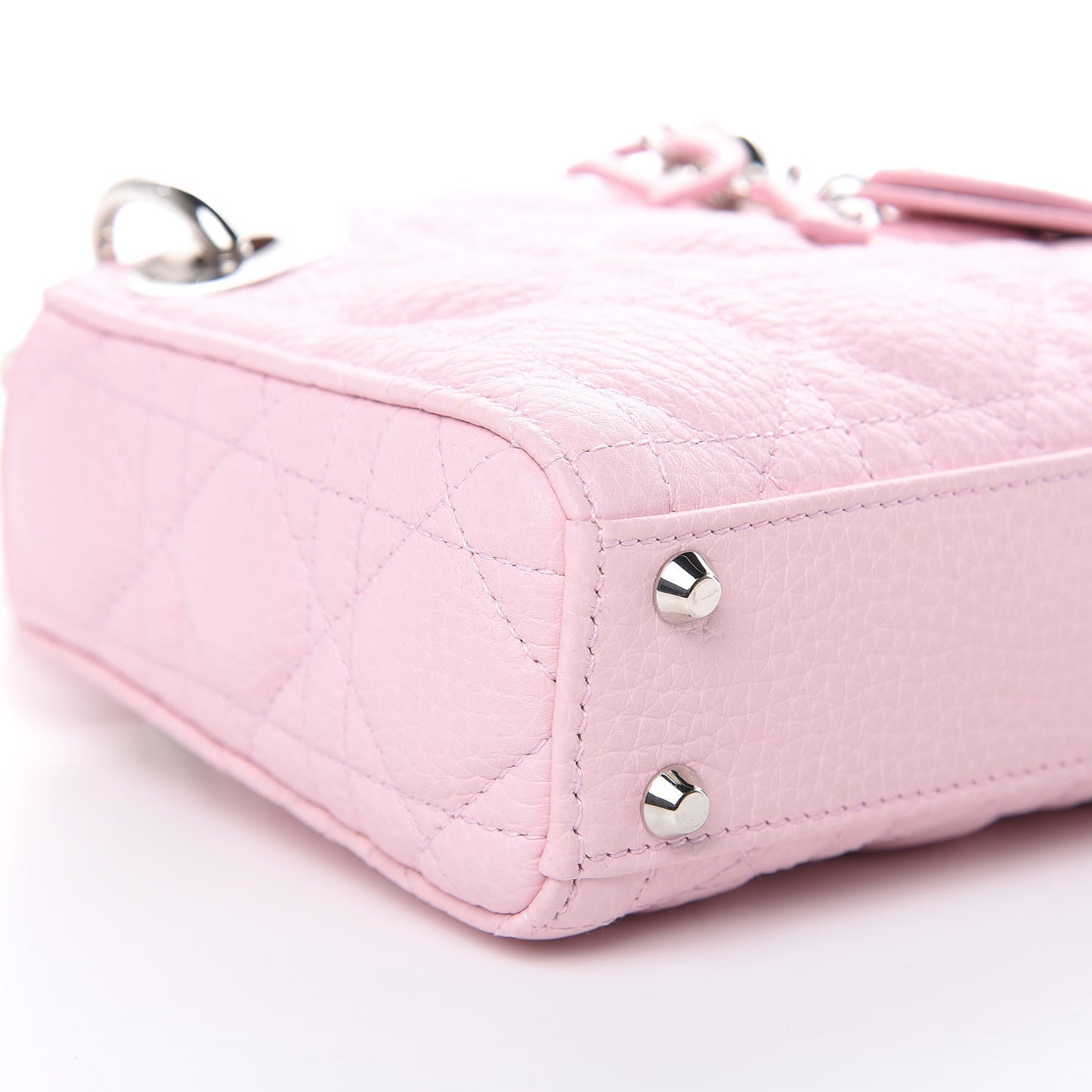 Grained Calfskin Cannage Nano Lady Dior Rose Clair