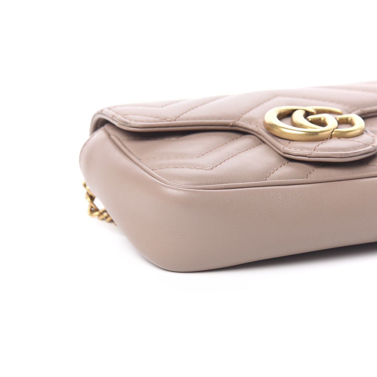 Calfskin Matelasse Super Mini GG Marmont Shoulder Bag Porcelain Rose