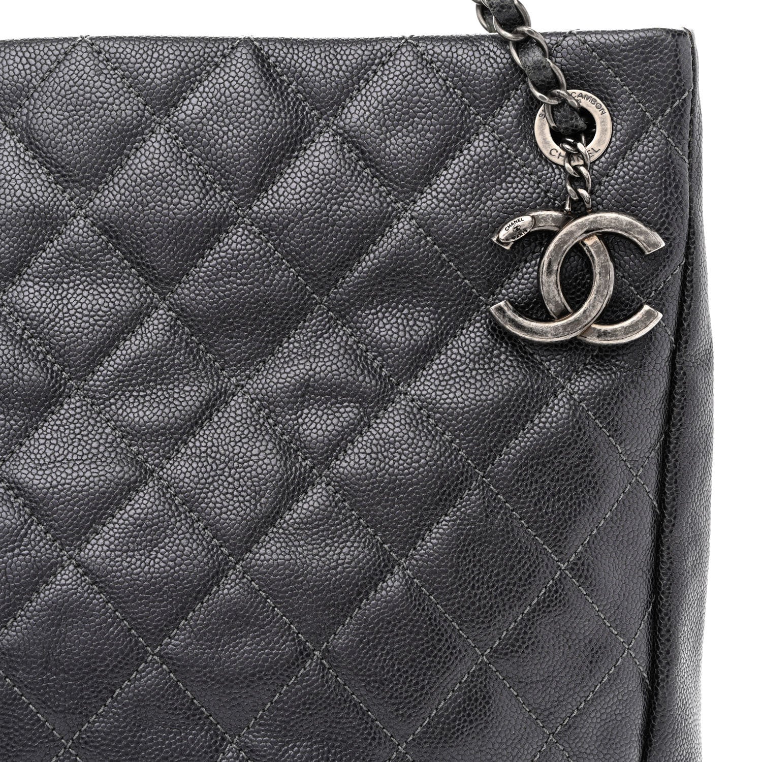 Chanel Iridescent Caviar Quilted Tall Chic Shopping Tote Argent 8 of 10