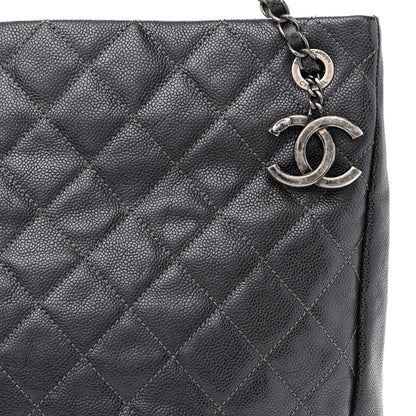 Chanel Iridescent Caviar Quilted Tall Chic Shopping Tote Argent 8 of 10