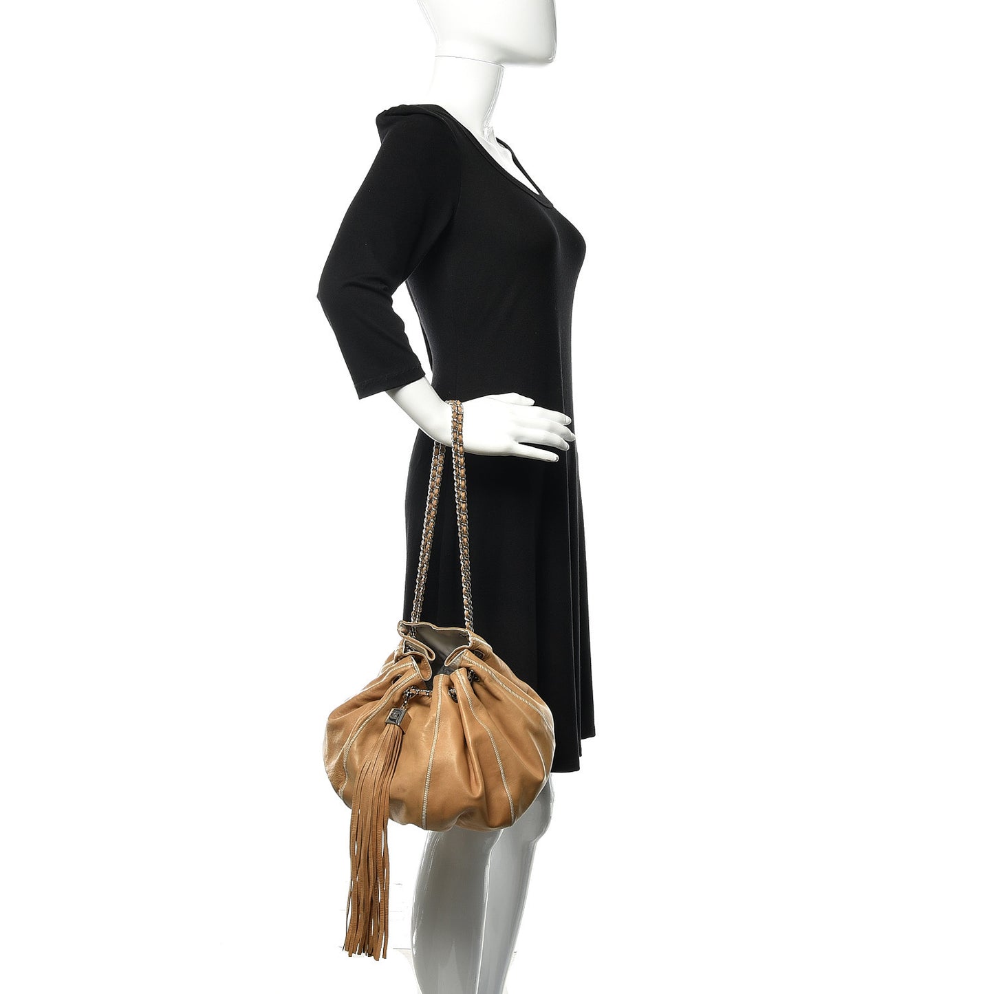 Lambskin Satin Reversible Sac Cordon Beige
