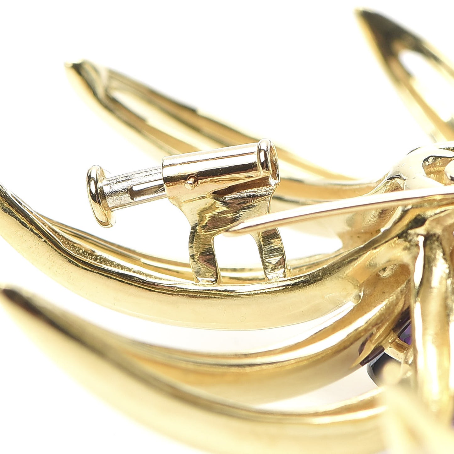 18K Yellow Gold Amethyst Fireworks Brooch Pin