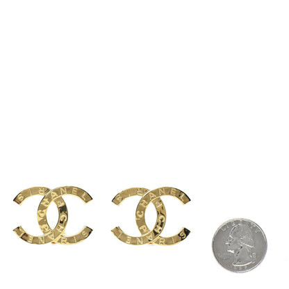 Chanel Metal CC Paris Button Clip On Earrings Gold 2 of 5