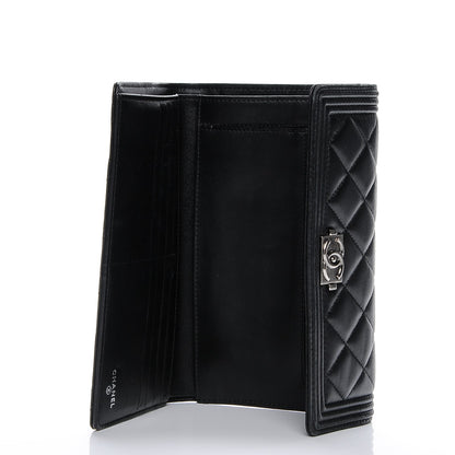 Chanel Lambskin Quilted Large Boy Flap Wallet Black 5 of 7