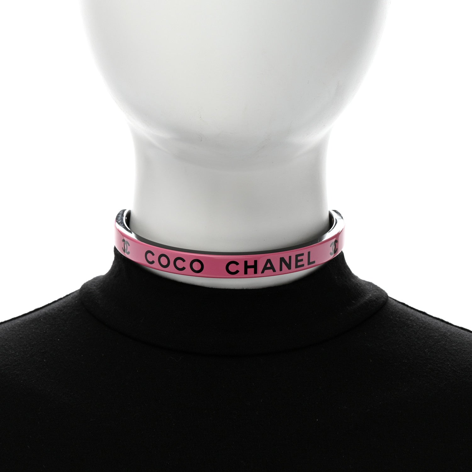 Chanel Resin Logo Choker Pink Black 2 of 6