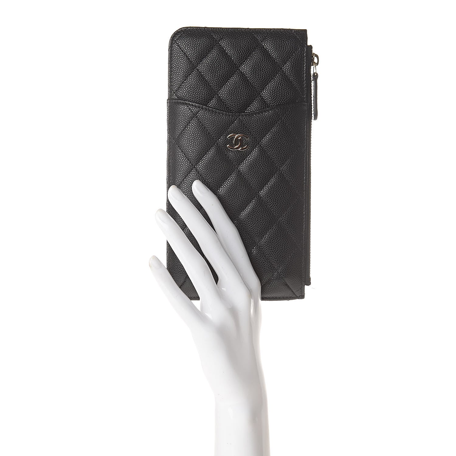 Chanel Caviar Quilted Classic Flat Wallet Pouch Black 2 of 8