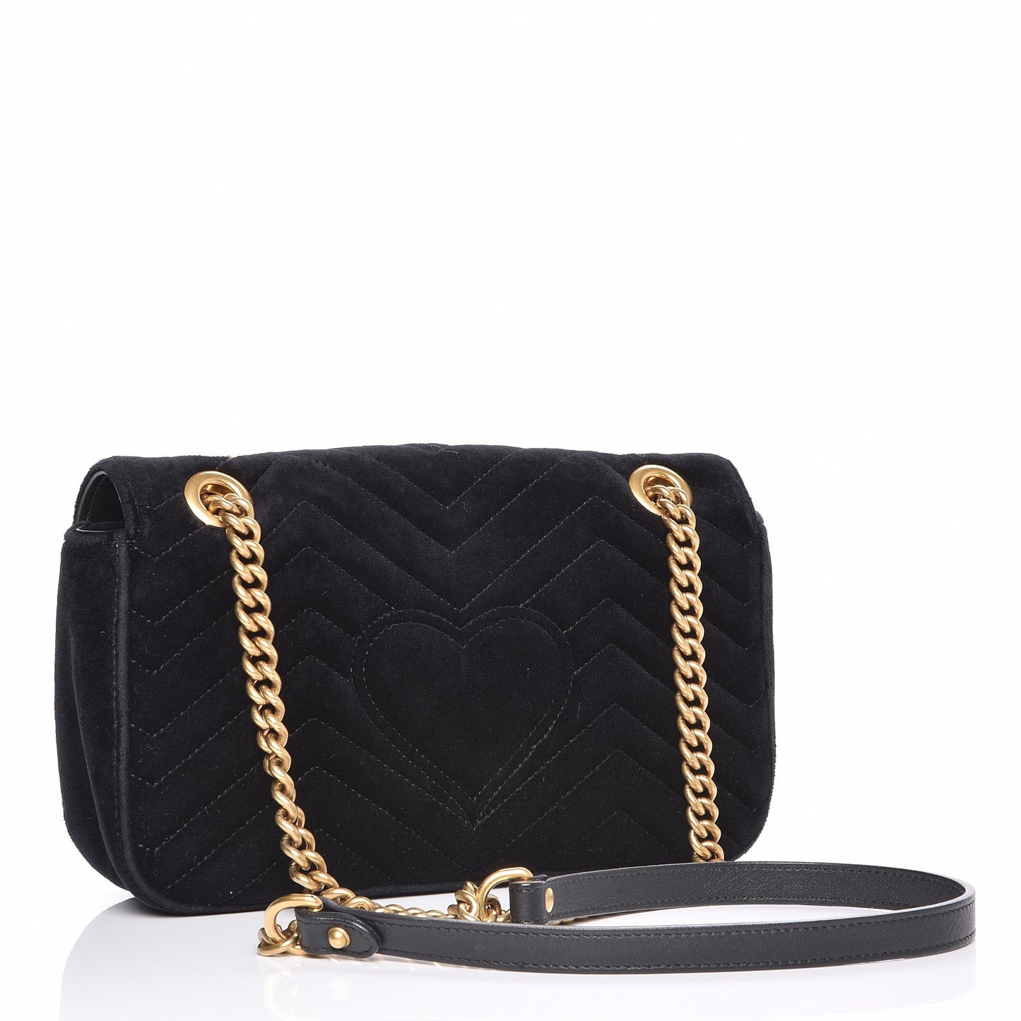 Velvet Matelasse Small GG Marmont Shoulder Bag Black