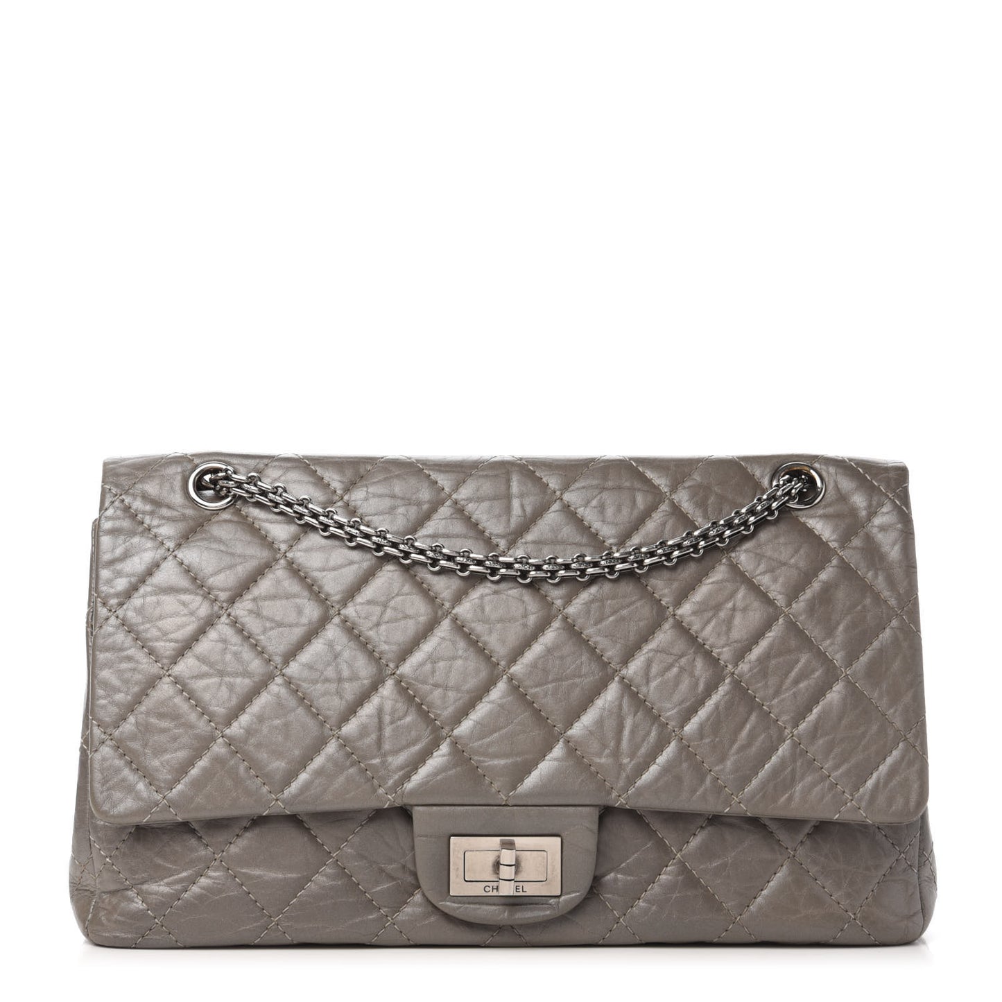 Metallic Aged Calfskin Quilted 2.55 Reissue 227 Flap Grey