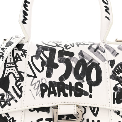 Balenciaga Smooth Calfskin Graffiti Hourglass Top Handle Bag XS White Black 8 of 14