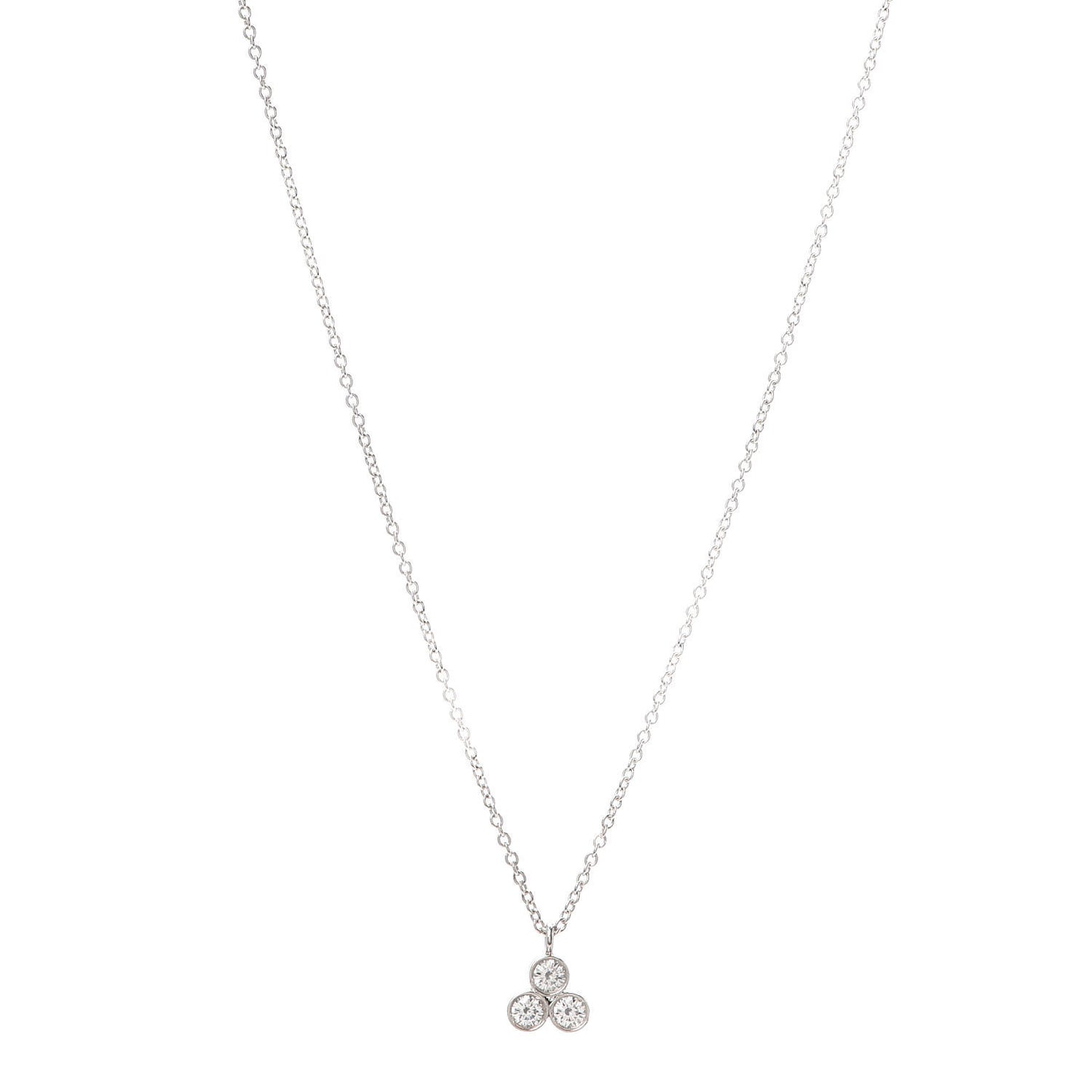Platinum Diamond Three Stone Pendant Necklace