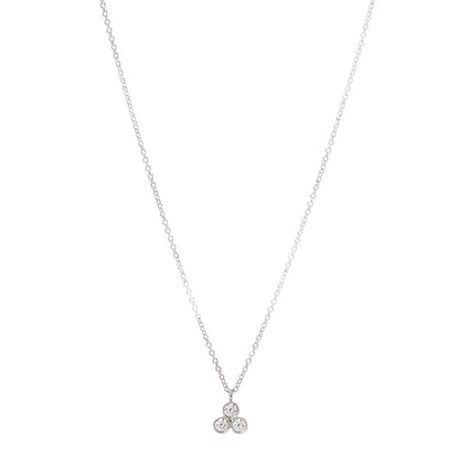 Tiffany Platinum Diamond Three Stone Pendant Necklace 1 of 5
