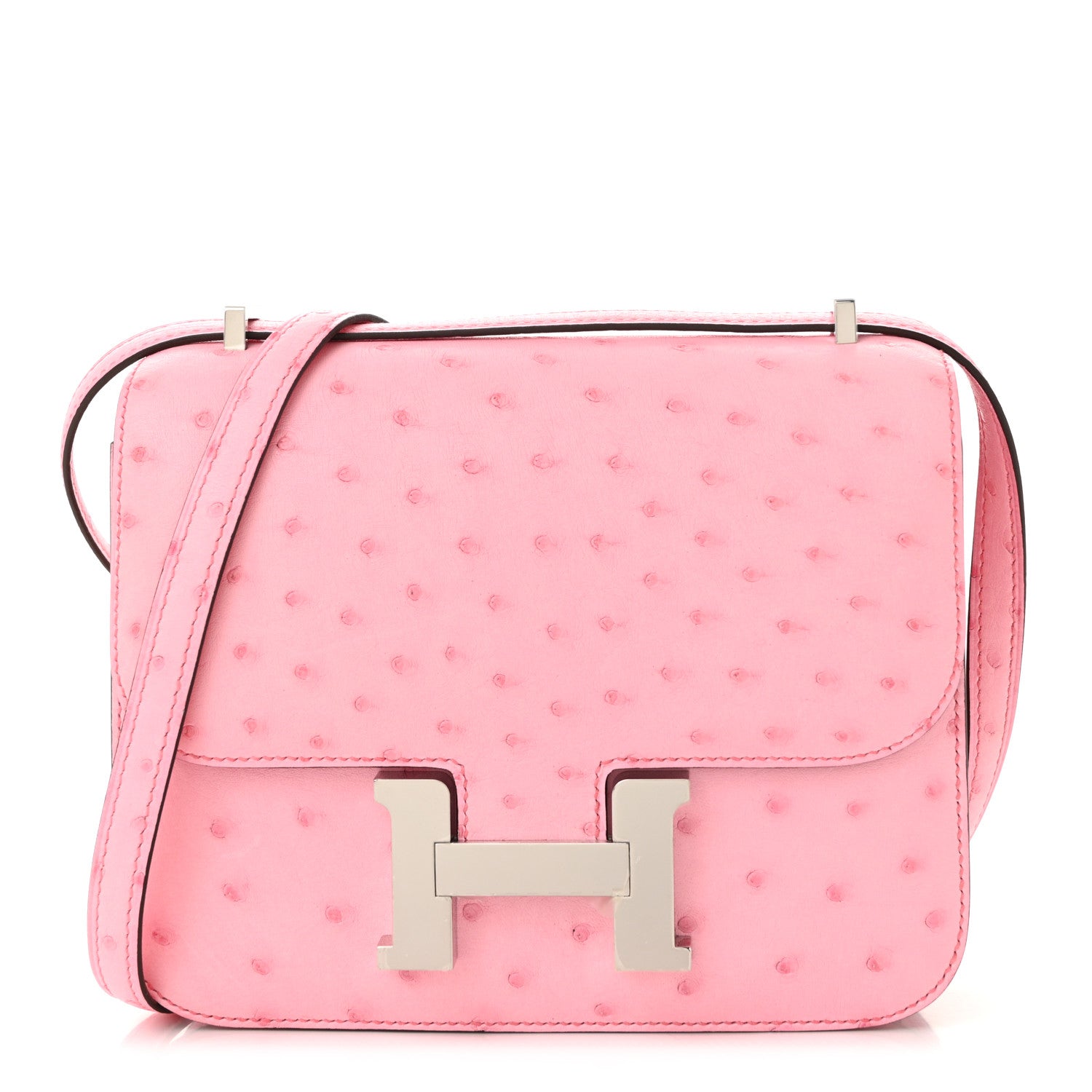 Hermès Constance 18 ostrich in bubblegum pink