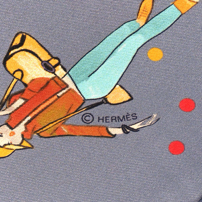 Hermes Silk Ex-Libris Les Parisiennes Scarf 70 Gris Cendre Corail Orange 3 of 4