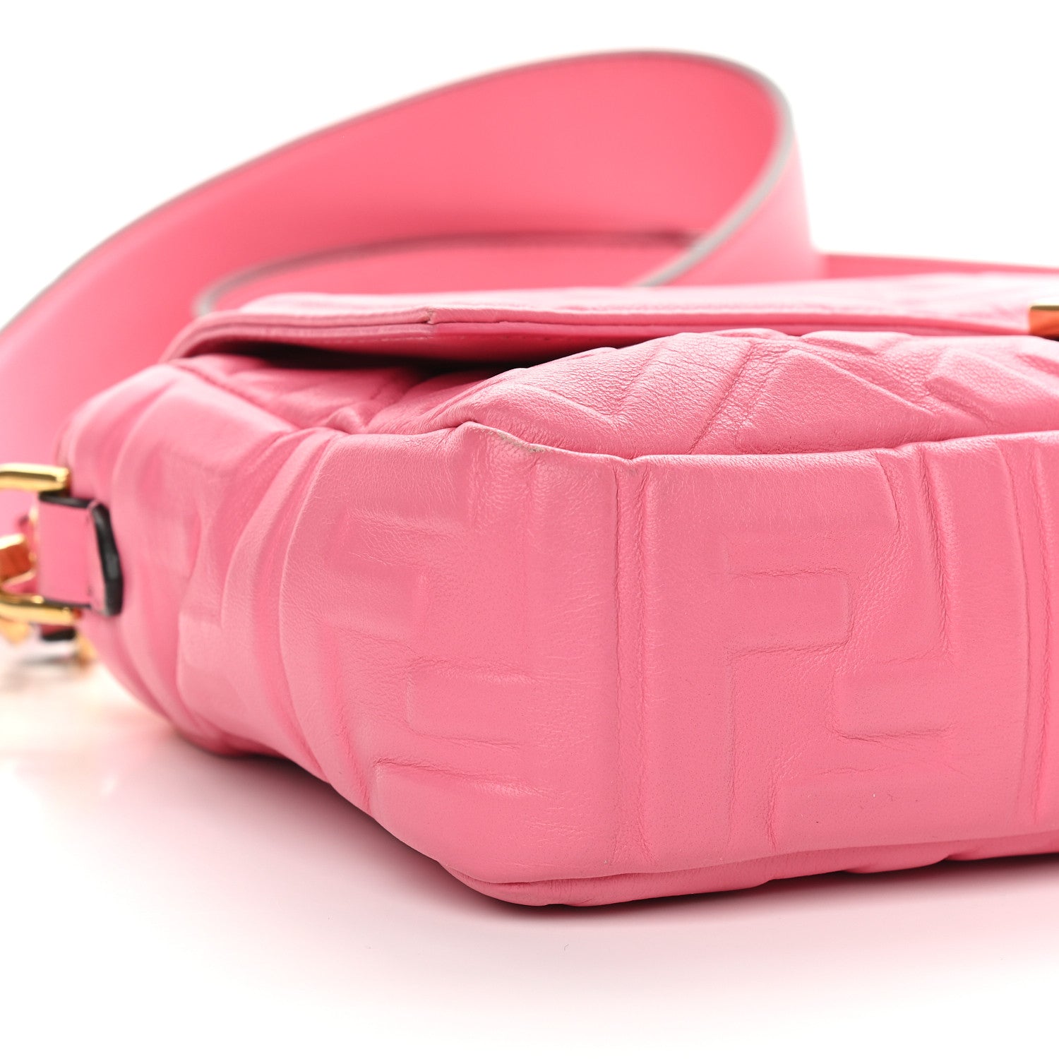 Fendi Nappa FF 1974 Embossed Baguette Rosa Fluo 7 of 8