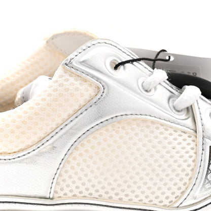 Chanel Fabric Laminated Calfskin Stretch CC Womens Sneakers 40 White Silver 10 of 11