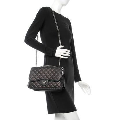 Chanel Lambskin Quilted Large Natural CC Flap Black 2 of 9