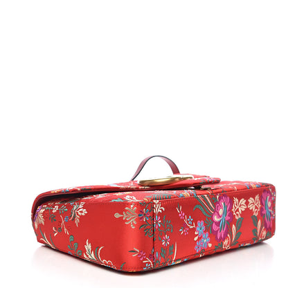 Gucci Jacquard Matelasse Floral Medium GG Marmont Shoulder Bag Red 4 of 10