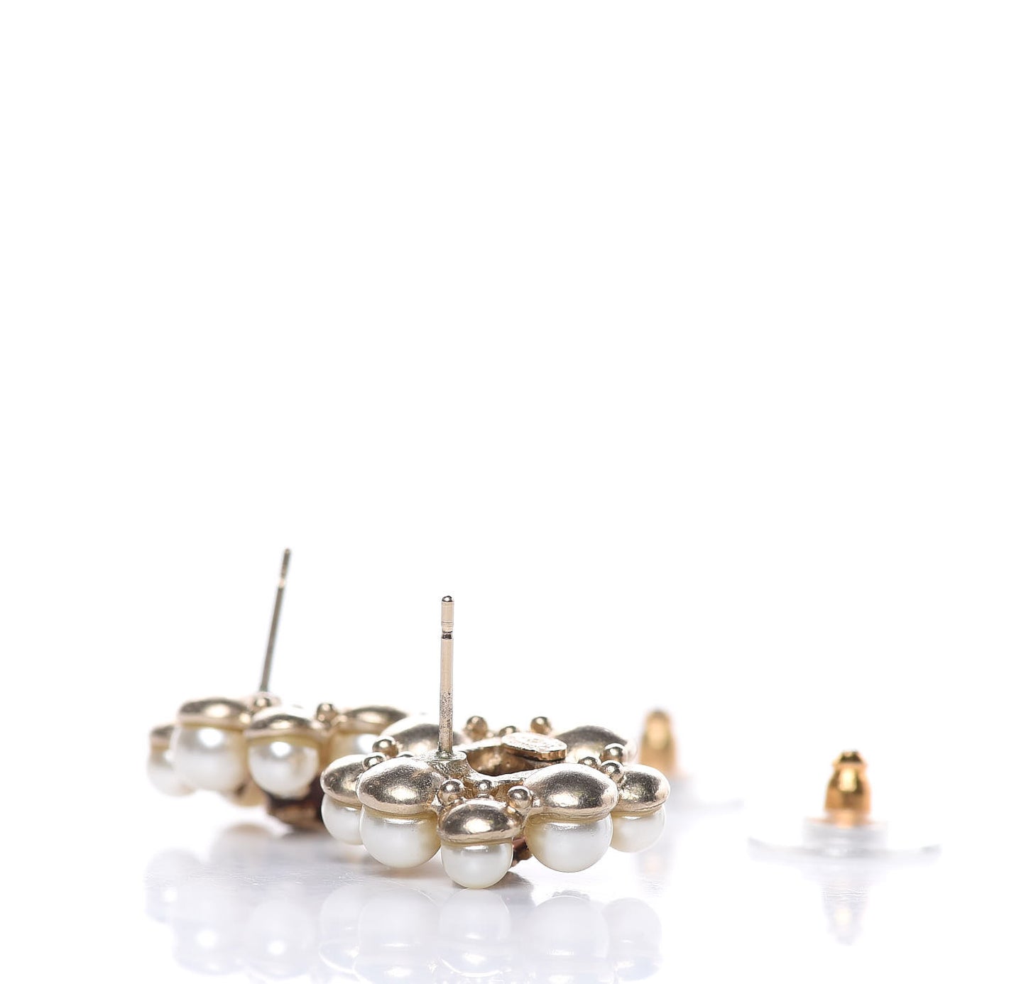 Pearl Crystal CC Earrings Gold
