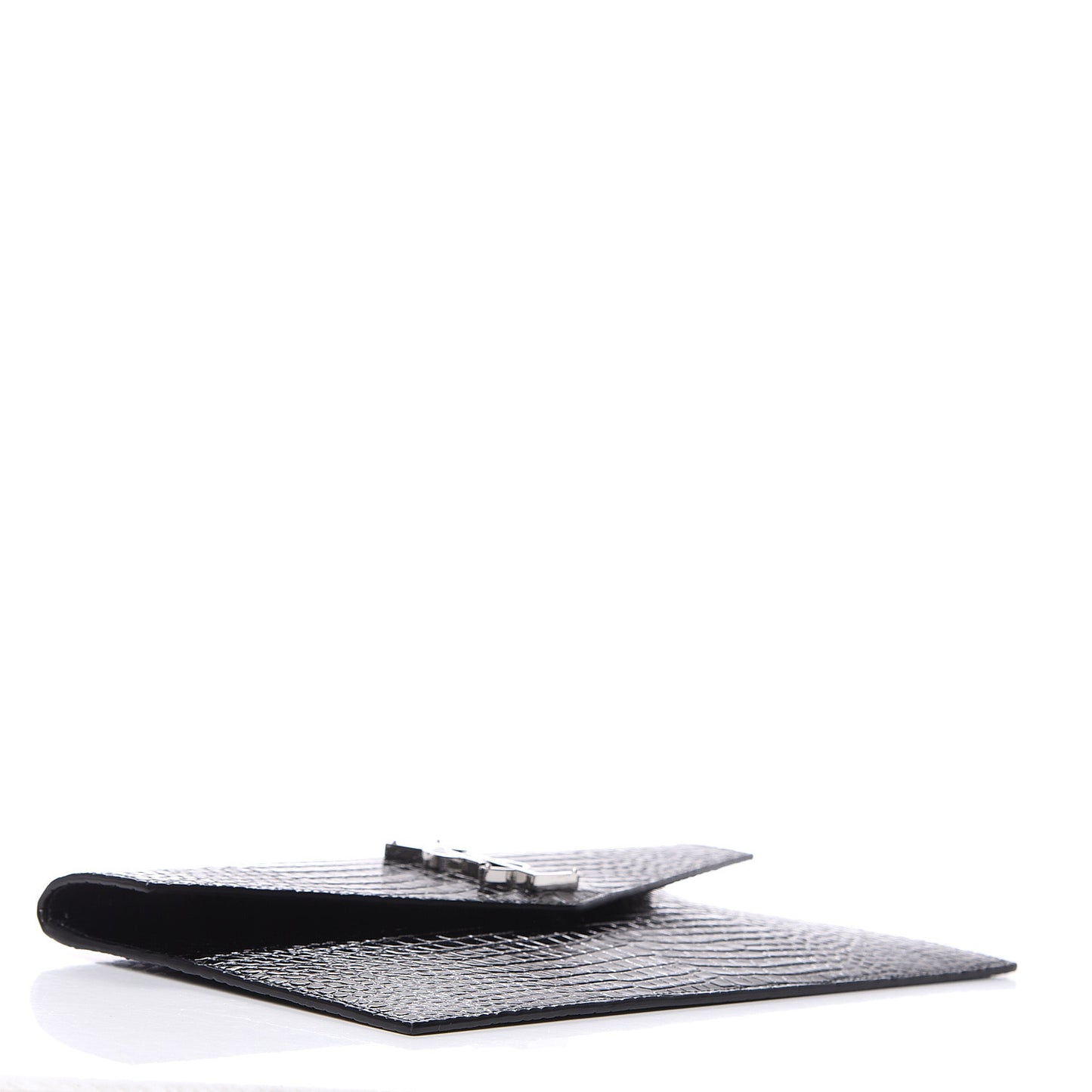 Calfskin Crocodile Embossed Uptown Monogram Clutch Black