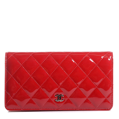 Chanel Patent Quilted Yen Wallet Red 1 of 9