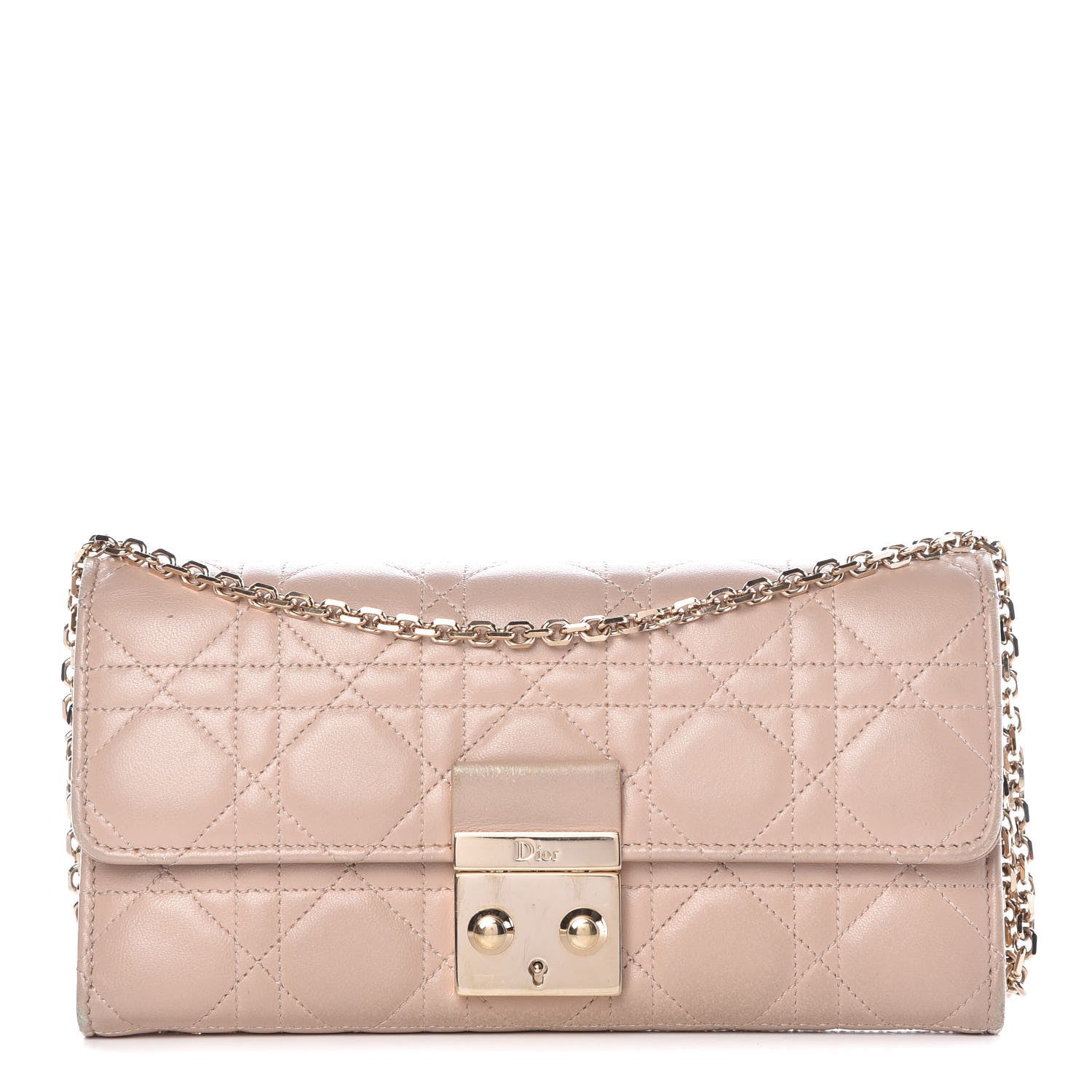 Christian Dior Lambskin Cannage Miss Dior Promenade Chain Wallet Beige 1 of 17