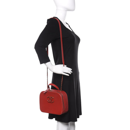 Chanel Shiny Calfskin Goatskin Quilted Coco Curve Vanity Red 2 of 15