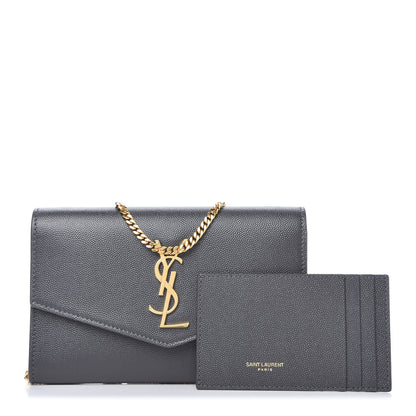 Saint Laurent Grain De Poudre Uptown Chain Wallet Storm 1 of 9