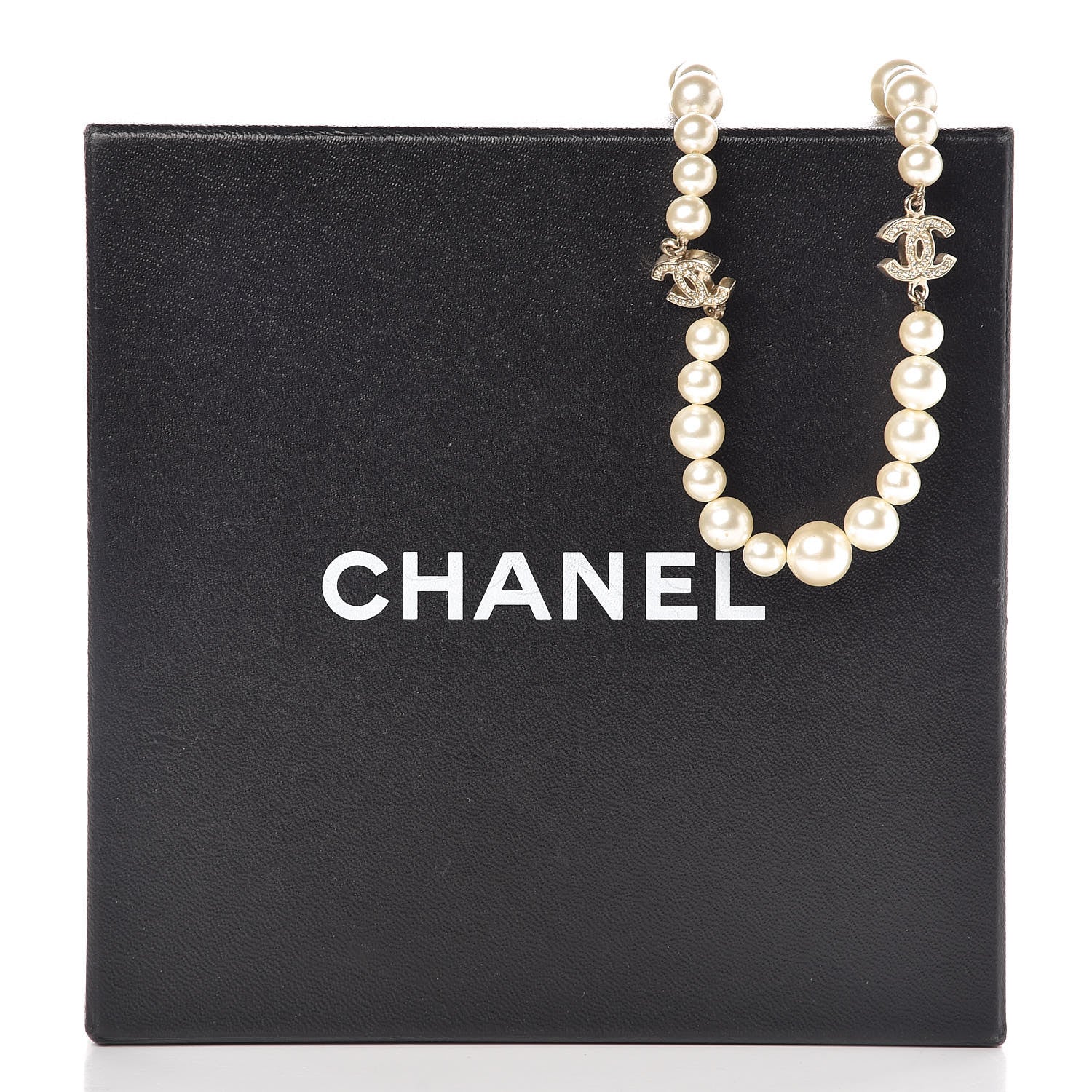 Chanel Crystal Pearl CC Short Necklace Gold 7 of 7