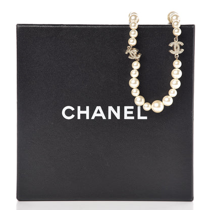 Chanel Crystal Pearl CC Short Necklace Gold 7 of 7
