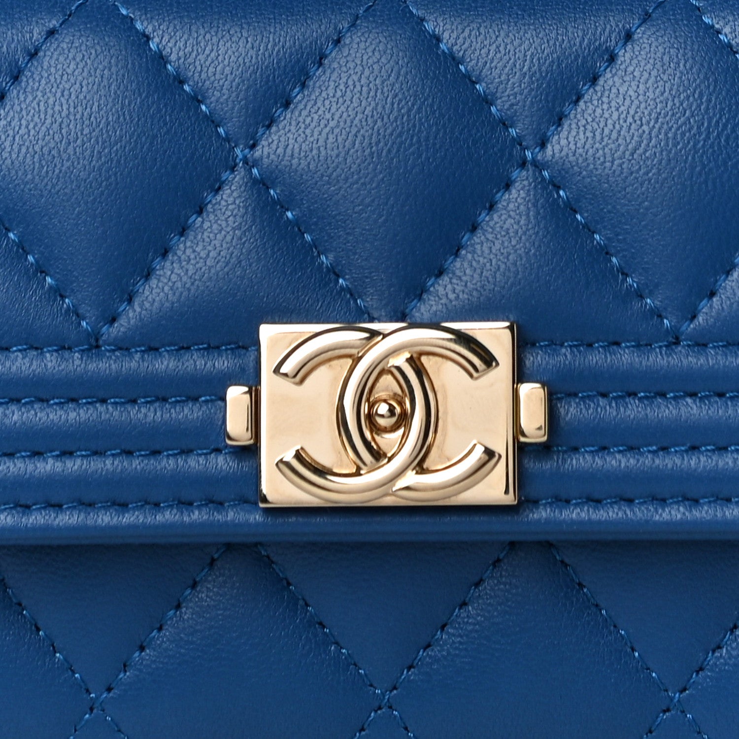 Chanel Lambskin Quilted Boy Flap Card Holder Blue 10 of 13