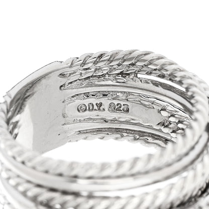 David Yurman Sterling Silver Diamond 11mm Wide Crossover Cable Ring 54 7 4 of 4